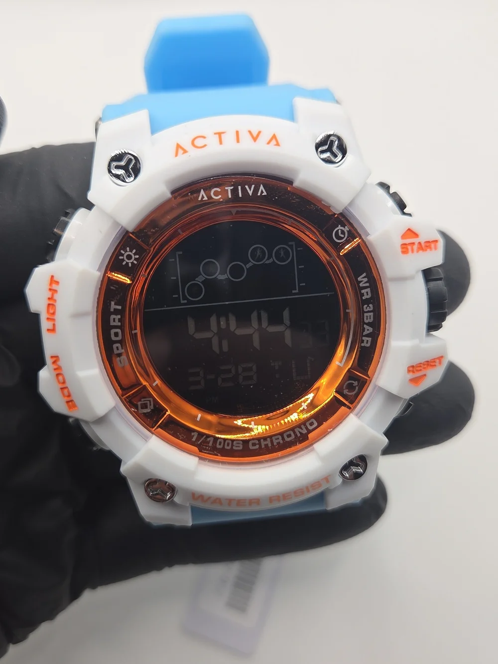 Activa White and Light Blue Digital Sports Watch